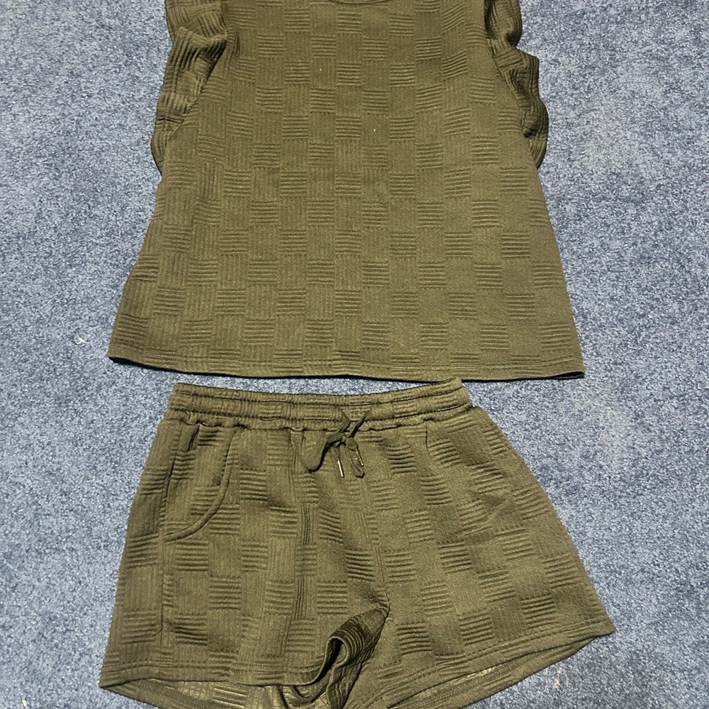 SHEIN Black Textured Top and Shorts Set